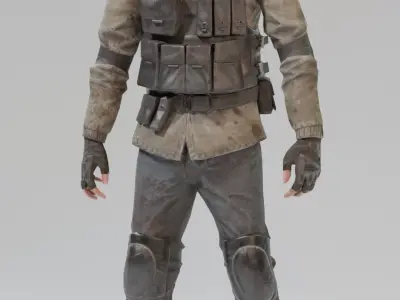 Game Ready Apocalypse Male Character Rigged and Animated Low-poly 3D model
