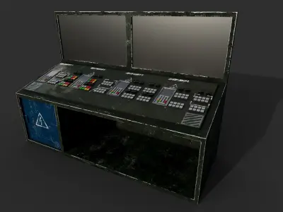 Control Panel with Monitor Low-poly 3D model