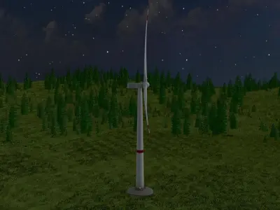 Wind-turbine with foundation V1 H-115 RD 172 m Low-poly 3D model