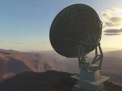 Radio Telescope in Desert Terragen2 3D model