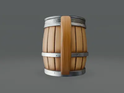 Stylized Wooden Beer Mug  Tavern Prop Low-poly 3D model
