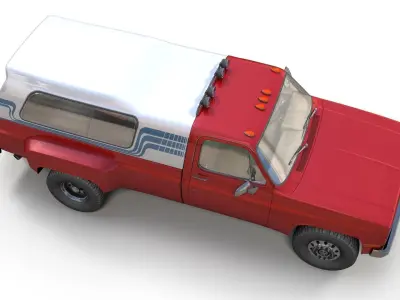 80s Custom pickup truck Low-poly 3D model