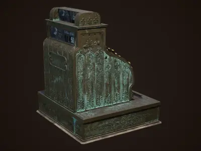 Antique Cash Register  National Low-poly 3D model