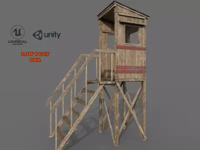 Wooden Guard Tower2 Low-poly 3D model