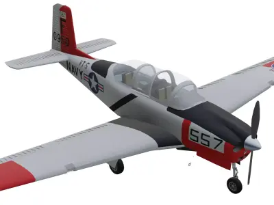 Beechcraft T34A Low-poly 3D model