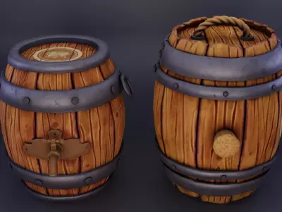  Stylised Barrels  Low-poly 3D model