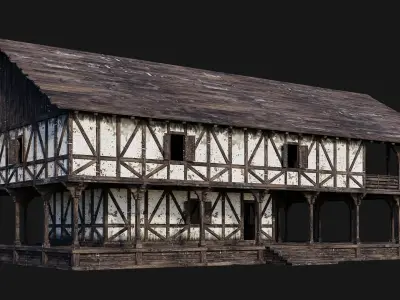 Old Medieval House Building 4K Textures GameReady 195 Low-poly 3D model