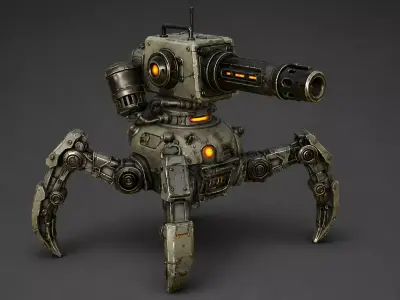 Sci-Fi Quadruped Mech Sentry  4K PBR High-Fidelity 3D Model 3D model