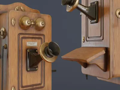 Antique Wall Phone Low-poly 3D model