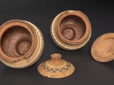 Antique Rustic Clay Pot Low-poly 3D model
