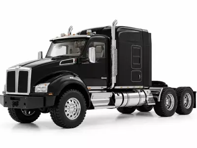 Heavy Duty Black Semi Truck Sleeper Cab 3D model