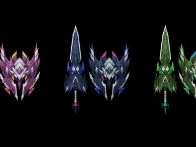 Demon Lord Sword and Shield Low-poly 3D model