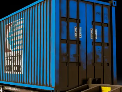Indian Railways BLC Container Flat Wagon Low-poly 3D model