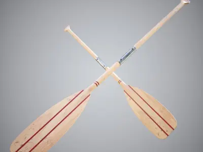 Wood Oar Low-poly 3D model