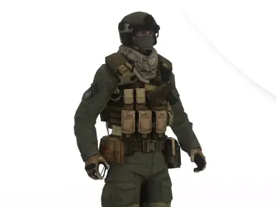 Tactical Spec Ops Soldier Fully Rigged Realistic 3D Model Low-poly 3D model