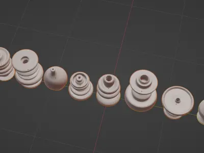 Set of decorative pot base mesh 3D model