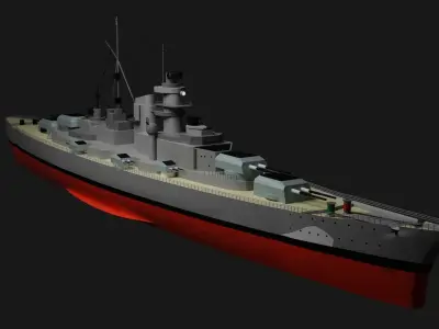 Battleship Bismarck Low-poly 3D model