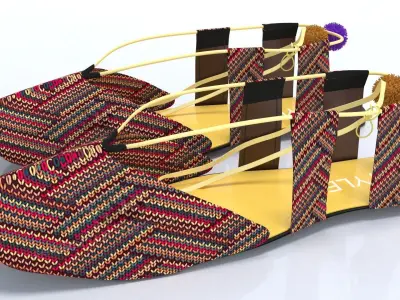 female cloth shoes flat 3D model