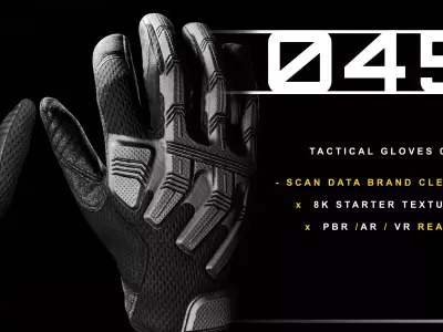 Tactical Gloves 045 Low-poly 3D model