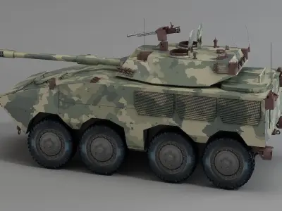 ZTL-11 wheeled assault vehicle 105mm assault gun  combat vehicle 3D model