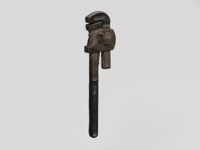 Rusty Tool Pipe Wrench 2 3D scan PBR 4K textures Low-poly 3D model