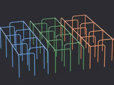 Labyrinth Outdoor Calisthenics Rig Green Blue Orange 3D Model Pack