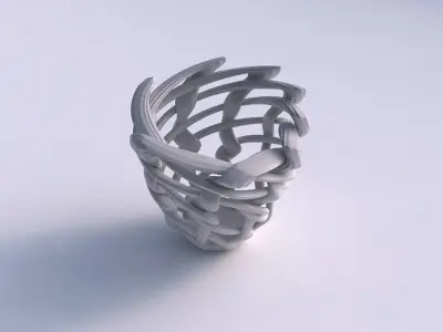 Vase wide on top part with interlacing lattice and extruded l... 3D print model 8
