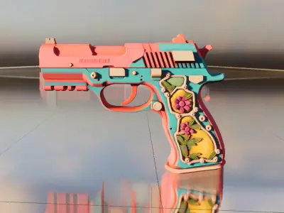 Pink pistol Low-poly 3D model