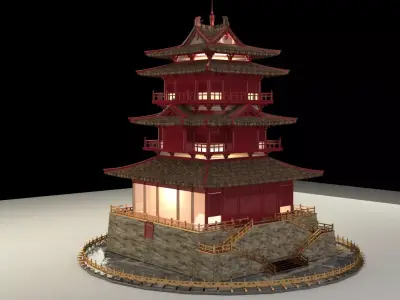 Chinese ancient house  3D model 11