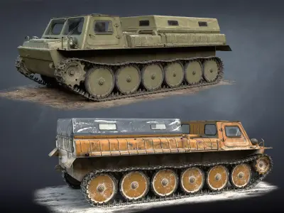 GT-SM Tracked Cargo Carrier Low-poly 3D model