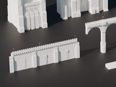 Castle Fortress Kitbash Set Low-poly 3D model