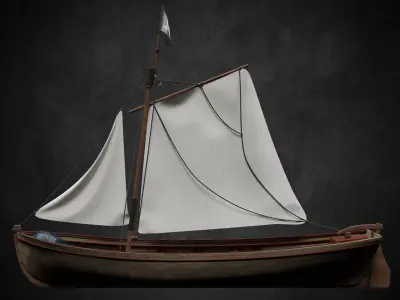 Pirate Boat no textures Low-poly 3D model