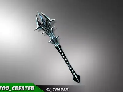 Magic Stick Mace Fantasy Low-Poly 3D Model Low-poly 3D model
