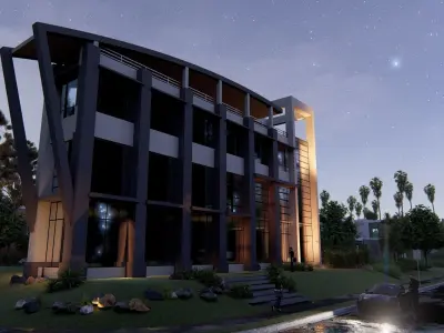 Public Building 02 Low-poly 3D model