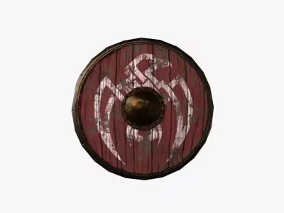 A BEAUTIFUL OLD WOODEN SHIELD Low-poly 3D model