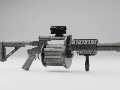 M32 Grenade Launcher Low-poly 3D model