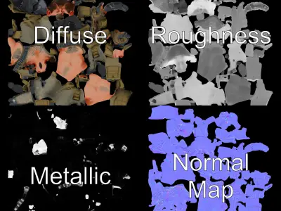 Rugged Mercenary Character  Rigged and Animated Low-poly 3D model