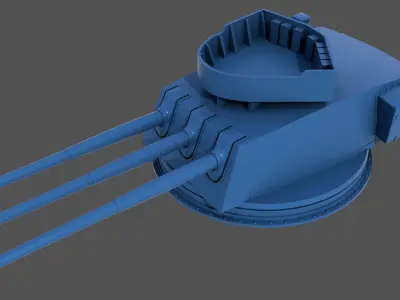 152mm WW2 Italian turret - Commercial license - 1-200 scale 3D print model