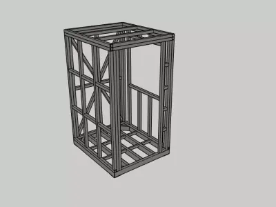 Steel Frame Structure - Modular Cabin Skeleton Low-poly 3D model