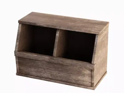 Wooden Storage Bin 04 Low-poly 3D model