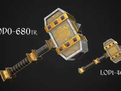 Fantasy Hammers 04 3D Model Collection