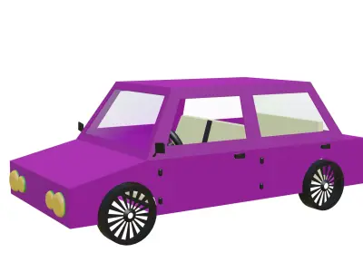 Stylized Purple Cartoon Sedan - Low Poly 3D model