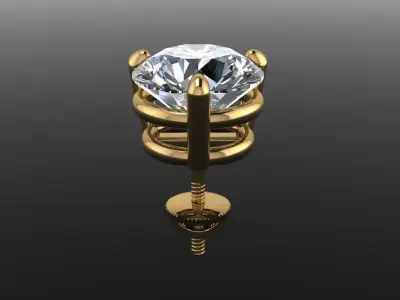 3 Prong Solitaire Earring Stud Basket 8mm 3D print model