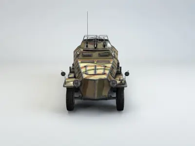 Low Poly  SdKfz 250 9 2cm Leichter Schutzenpanzerwagen Low-poly 3D model