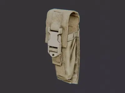 Tan Pistol Mag Pouch MOLLE Low-poly 3D model