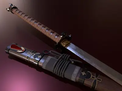Katana - Black Cross Low-poly 3D model