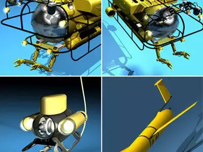 Submarine collection spacecraft with hook 3D model