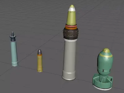 BulletA high-poly model group of different missiles 3D model