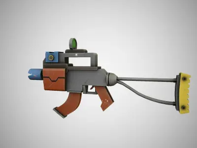 Stylized ak74 shortened Free low-poly 3D model