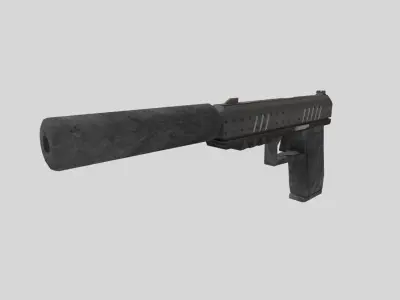 low poly no brand handgun 2 Low-poly 3D model
